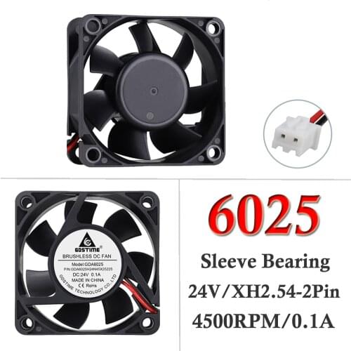 10PCS LOT Gdstime 60mm 60x60x25mm 6cm 6025s DC 2Pin 24V Cooling Cooler Fan