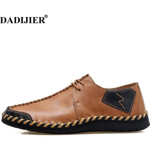 DADIJIER Brand 2018 New Casual High Quality Leather Shoes Lace Up Flats Oxford Soft Shoes For Men Big Size 38-47 Footwear JH94