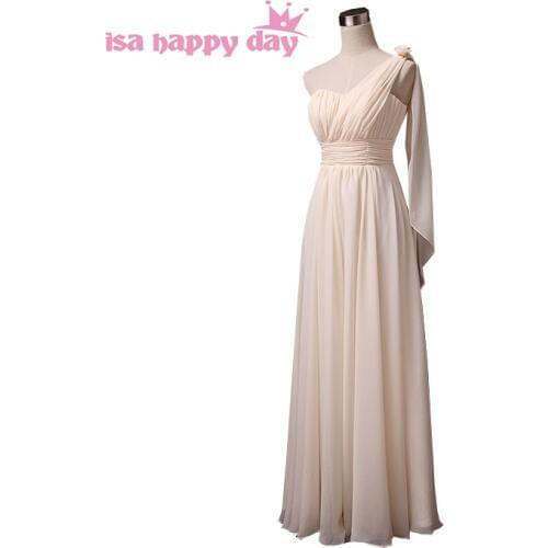 Long chiffon greek style country style champagne goddess bridesmaid dresses 2020 cheap formal long dress from china H2743