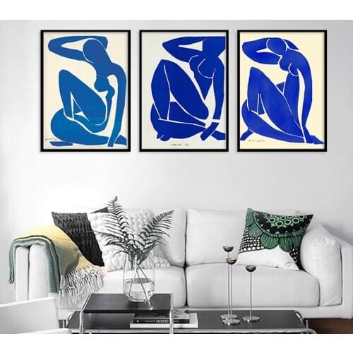 Home Decoration Print Canvas Art Wall Pictures Poster Abstract Figure Canvas Printings Paintings French Henri Matisse Blue Nude