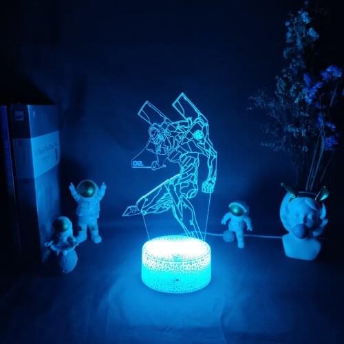 EVA 02 Upward Lighting Acrylic Model LED Anime Figure Light RGB Flashing USB Night Lamp Bedroom Desktop Setup Home Decoration