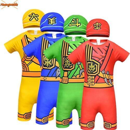 Ninjago Costume Cosplay Boys Swimming Costume For Kids Fancy Party Dress Up Ninja Swimsuit Cosplay Superhero Swimming Suit Cap