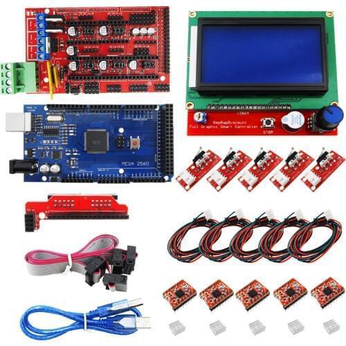 Mega 2560 R3 + RAMPS 1.4 Controller + LCD 12864 + 5 Limit Switch Endstop + 5 A4988 Stepper Driver