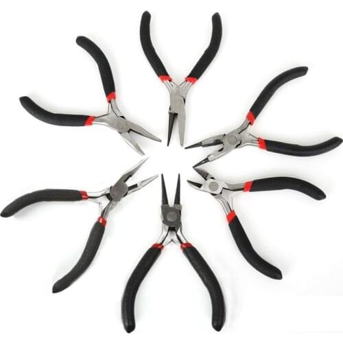 6Pcs/Set Mini Black Bent Crimping Side-Cuttin Pliers Round Nose Wire-Cutter For DIY Beading Jewelry Making Pliers Repair Tools