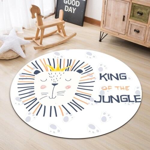 Cartoon Animals Carpet Baby Crawling Mat Round Childrens Room Carpet Bedroom Bedside Floor Mat Kids Play Pad Adults Yoga Mat