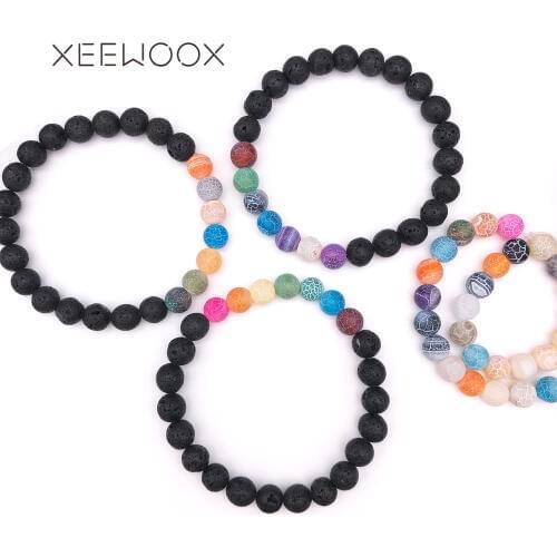 Natural Lava Stone Essential Oils Diffuser Colorful Aromatherapy Yoga Woman Man Girl Boy Energy Bracelet XEEWOOX Friendship Gift