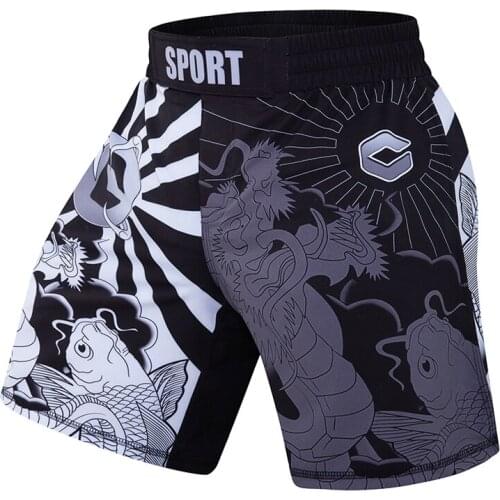 2021 Summer New Mens MMA Shorts Cartoons Printing Design Muay Thai Boxing Training Outdoor Running Fitness Sports Pants