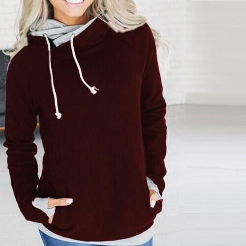 New Solid Color Long Sleeve Sweatshirt Hooded Slim Fitting Pullover For Women In Fall / Winter 2020 Sudadera Mujer Wn