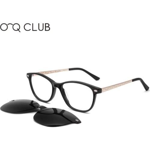 O-Q CLUB Design Sunglasses Polarized Magnetic Clip-on Glasses Men Women Myopia Prescription Square Eyeglasses Frames FG1113