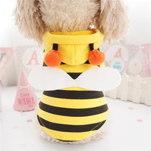 Pet Cloth Yellow Little Bee Striped Pet Teddy Dog Clothes Spring And Autumn Clothes ropa perro одежда доя собак куртка для собак