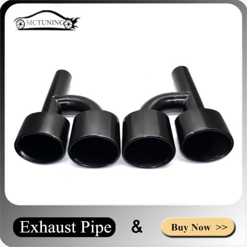 One Pair Black Stainless Steel Exhaust Pipe For M-ercedes B-enz W204 C180 C200 C260 C300 Change C63 S63 Tailpipe Muffler Tip