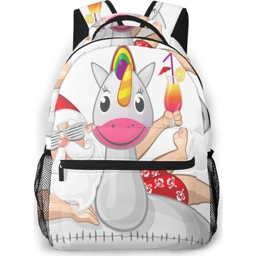 OLN Women Backpack with Multiple Using Women Backpacks Santa Claus With Unicorn Female School Bag Girls Travel Bag