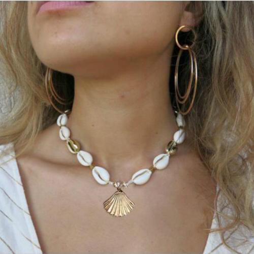Puka Natural Shell gold cowrie Shell necklace women best friend cowry seashell necklace bijoux collier femme bohemian jewellry