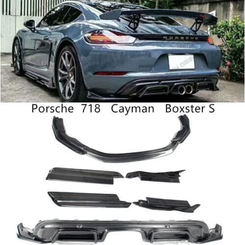 Front Rear Side Skirt Lip Spoilers For Porsche 718 Cayman Boxster S 2016 17 2018 2019 2020 Bumper Diffuser Carbon Fiber Spoiler