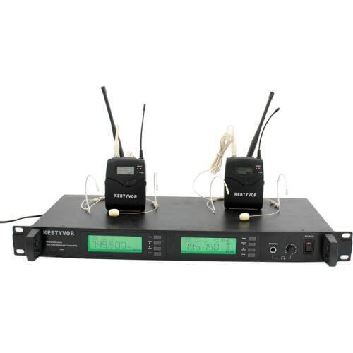 Professional UHF PLL Wireless Microphone Karaoke Speech Cordless System with Dual Bodypack Transmitter Headset Mirophone Mic