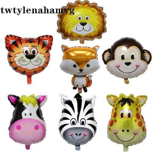 Happy Birthday Childrens Day Large Theme Party Self-Sealing Ballon Pink Cow Tiger Animal Head New Biger Aluminum Foil Balloon
