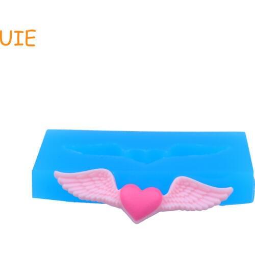 PYL550U 51.7mm Heart with Wings Silicone Mold - FOOD SAFE Cake Decorating Fondant Sugarcraft Resin Pendant Jewelry Cabochon DIY