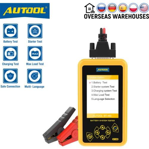 AUTOOL BT460 Battery Tester Car Digital Diagnostic Tool Analysis Instruments Lead-acid CCA AGM GEL Auto Battery Analyzer 12V 24V