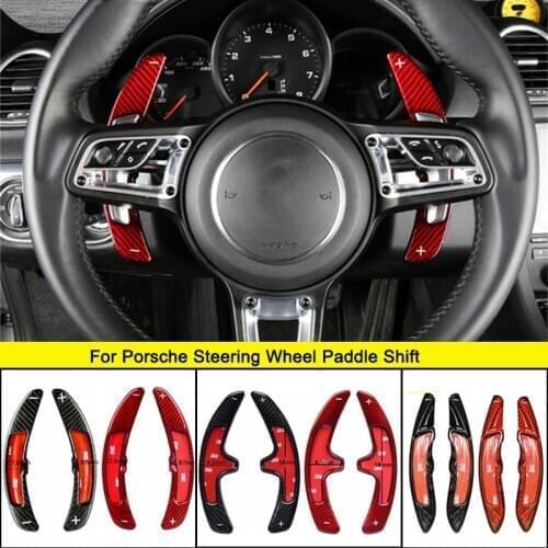 Carbon Fiber Car Steering Wheel Shift Paddles Trim Sticker for Porsche 911 Panamera Cayenne Boxster Macan Interior Accessories