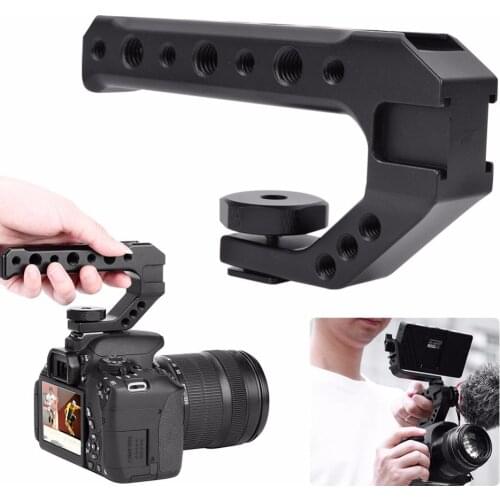 Ulanzi UURIG Universal Top Handle Grip with Cold Shoe Mount 1/4'' 3/8'' Hole for DSLR Camera Cage Monitors Microphone Fill Light