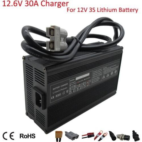 900W 12V 30A charger output 12.6V Li-ion Fast Charger Use for 3S 11.1V 10.8V 12V 100AH 200AH Lithium UPS System Battery Pack