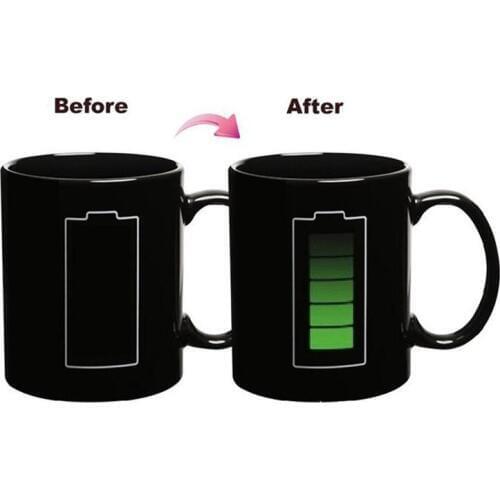Battery Style Magic Color Change Morning Mug Creative Ceramic Cup for Gift Hot Cold Water Color-Changing SH200