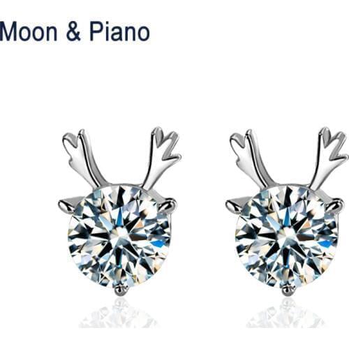 925 Sterling Silver Deer Zircon Stud Earrings Party For Women High Quality Trendy Style Birthday Gift For Lady Fine Jewelry