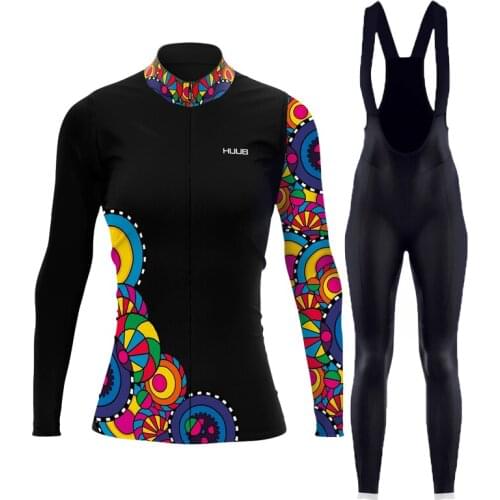 HUUB 2022 Women Long Sleeve Cycling Jersey Set Bib Pants Ropa Ciclismo Bicycle Clothing MTB Bike Jersey Uniform Ladies Clothes