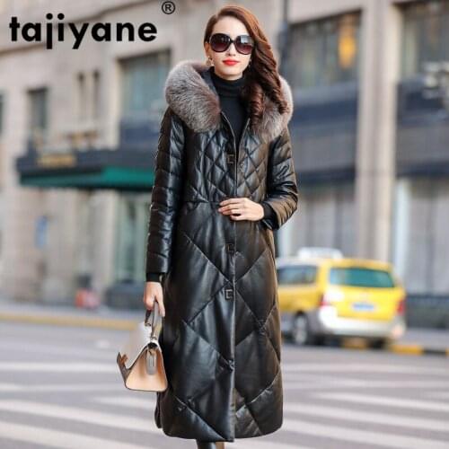 Real Leather Genuine Jacket Fox Fur Collar Sheepskin Down Coat Autumn Winter Coat Women Clothes 2021 Korean Vintage Tops ZT3973