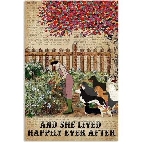 Retro Metal Tin Sign, Happy Ever After Lovely Garden Metal Tin Sign, Metal Tin Sign Wall Decoration/Bar,Restaurant, Cafe, Living