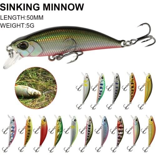 1pcs 50MM 5G Slowly Sinking Minnow Fishing Lure Isca Artificial Hard Bait Bass Wobblers 3D Eyes Crankbait Carp Pike Tackle