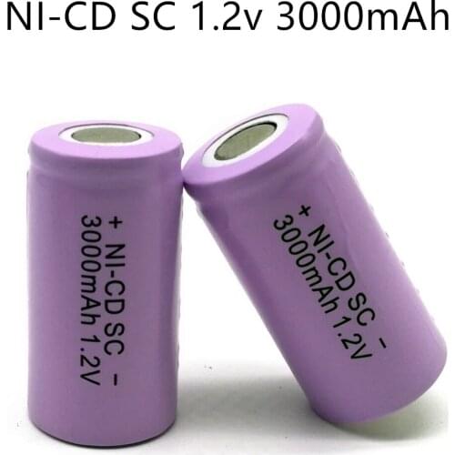 Brand New 10Pcs/Lot SC NI-Cd Rechargeable Battery 1.2V 3000mAh,Purple ,No Tab, For LED Power Tools