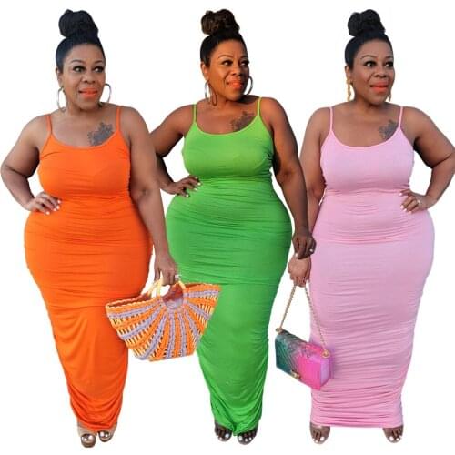 2021 Sleeveless Bodycon Stretchy Maxi Dress Summer Women Fashion Streetwear Outfits Clit Party Clothing Plus Size XL-5XL Dresses
