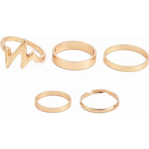 2021 Fashion Simple 5 Pcs/set Personality Lightning Shape Joint Rings Set for Women Jewelry Korean Version Knuckle Ring