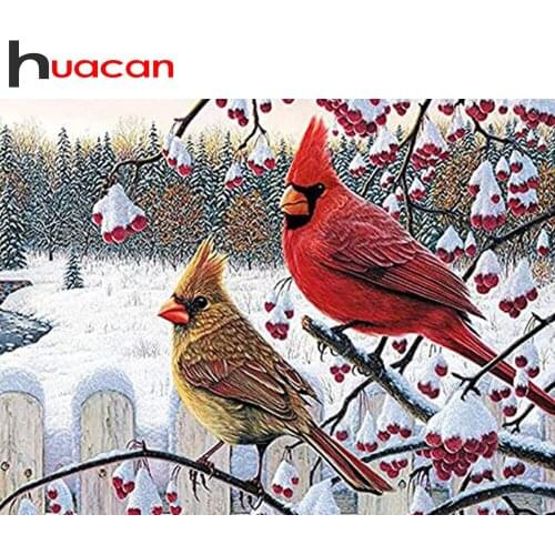 Huacan 5D DIY Diamond Painting Art Animals Winter Diamond Embroidery Mosaic Bird Gift Home Decoration