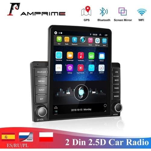 AMPrime Android 2 Din HD 1080P 2.5D Car Stereo Radio With Double USB Bluetooth WIFI GPS FM Mirror Link Suppport Rear Camera