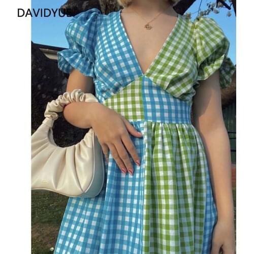 Модные платья в клетку Davidyue China At AliExpress