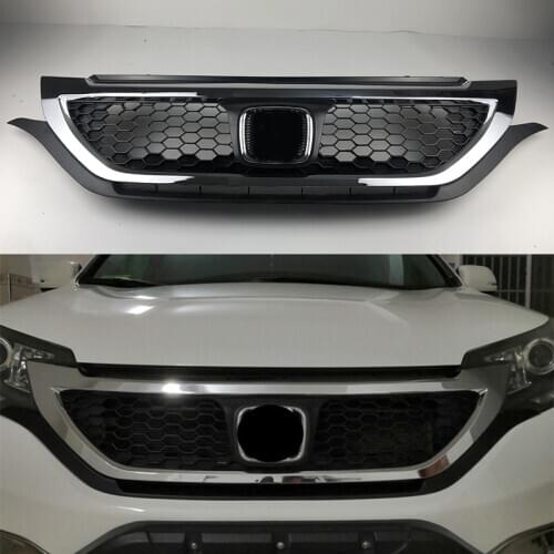 For Honda CRV C-RV Front racing grill grille trim accessories 2012-2015 bumper separator Honeycomb black silver grille