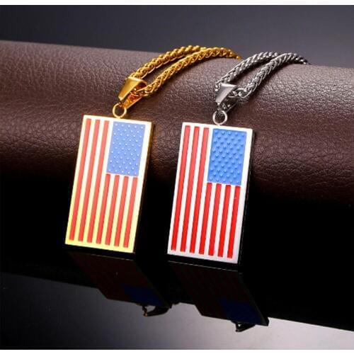 Custom usa flag dog tag OEM cheap flag dog tag necklace high quality custom metal dog tag with chain