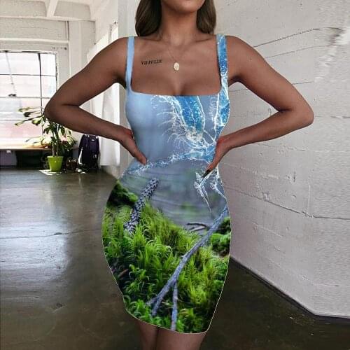 Giyu Brand Dragonfly Dresses Women Animal Vestido Sexy Psychedelic 3d Print Forest Halter Sleeveless Womens Clothing Party New