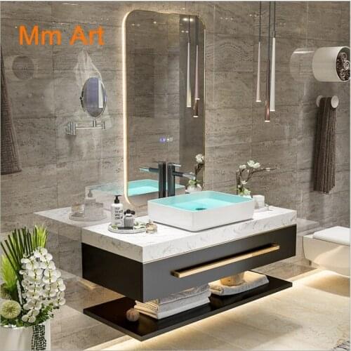 Hotel modern style grey color bathroom cabinet vanities