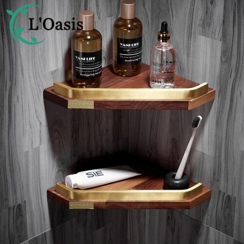 Walnut-Free Perforated Bathroom Racks Bathroom Wall-Mounted Corner Racks Kitchen Spice Racks Perforated-Free Corner Racks