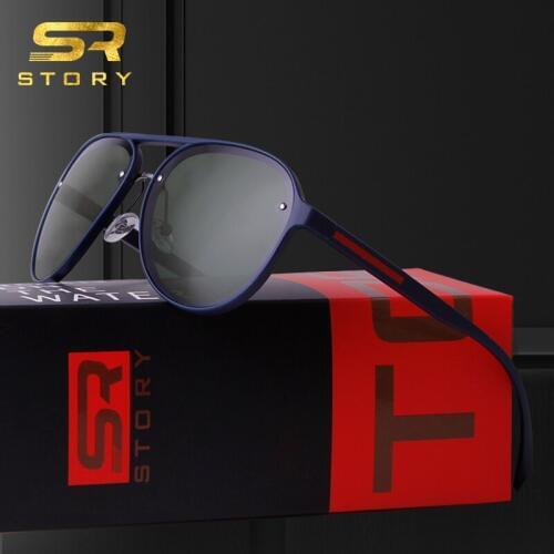 STORY 2020 BRAND DESIGN TR90 Pilot Sunglasses Men Polarized Driving Sunglasses Unique Oval Frame Sun Eyewear Male UV400 TAC1.1