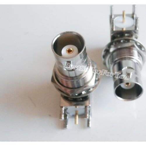 1Pcs BNC female jack bulkhead right angle solder PCB mount RF Coaxial connector