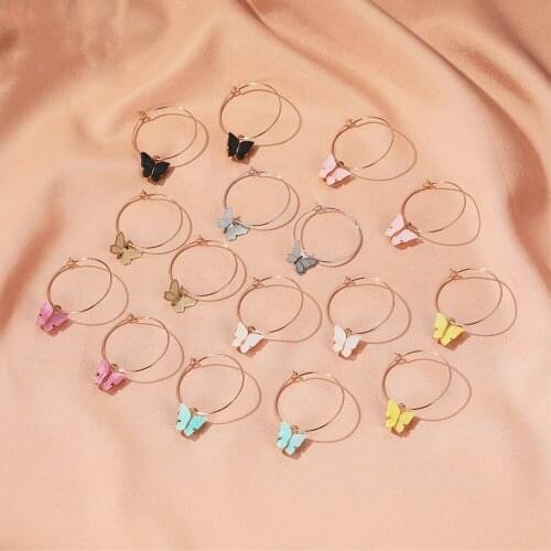 Colorful Butterfly Earrings for Women Temperament Pink Acrylic Butterfly Earrings Fresh and Simple Butterfly Ear Buckle Gift