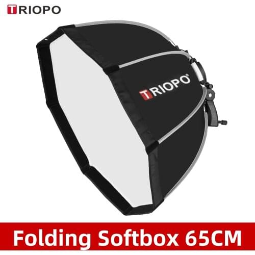 TRIOPO KS65 65cm Foldable Octagon Softbox Bracket Mount Soft box Handle for Canon Nikon Godox Yongnuo Speedlite Flash Light