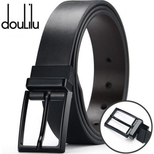 Fashion Cowhide Genuine Leather Belts For Men Luxury Brand Strap Male Rotary Pin Buckle Vintage Designer Jeans Black Belt 130cm
