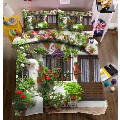 Fashion Beautiful Street Flower 3D Bedding Set Queen Twin Full Drap De Lit 4 Piece Printed Bedsheet Sheet Style Duvet Bed Cover