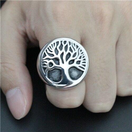 Tree Ring 316L Stainless Steel Mens Band Party Living Ring