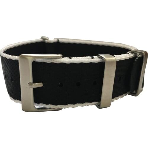 Soft White Black White Seatbelt Nylon NATO Watch Strap Sport Watch Band 20mm 22mm